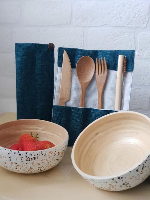 Bamboo Bowl and Cutlery Set image 2